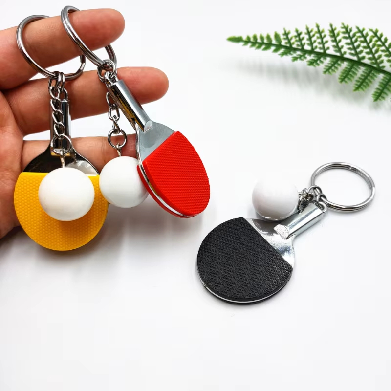 Table Tennis Keychain - 7 色かわいいピンポンラケットペンダントお土産卓球ボールキーチェーンボールスポーツファンキーリングギフト装飾アクセサリー