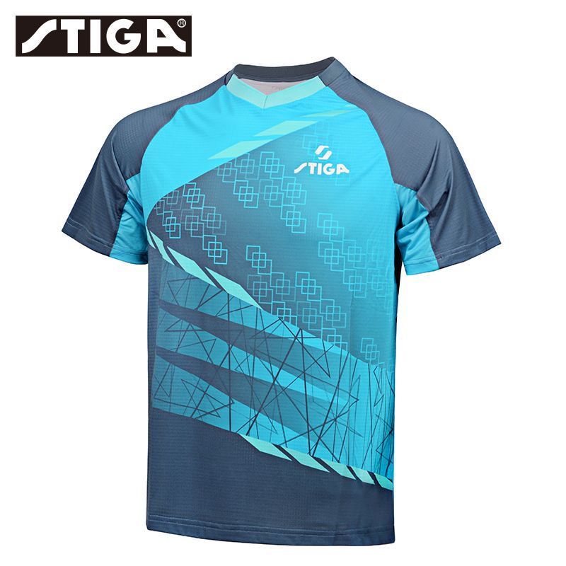 Table Tennis Jersey Butterfly - スティガ-男性と女性のための半袖卓球スポーツトップ,通気性のある速乾性衣類,グラデーションプリント,新品