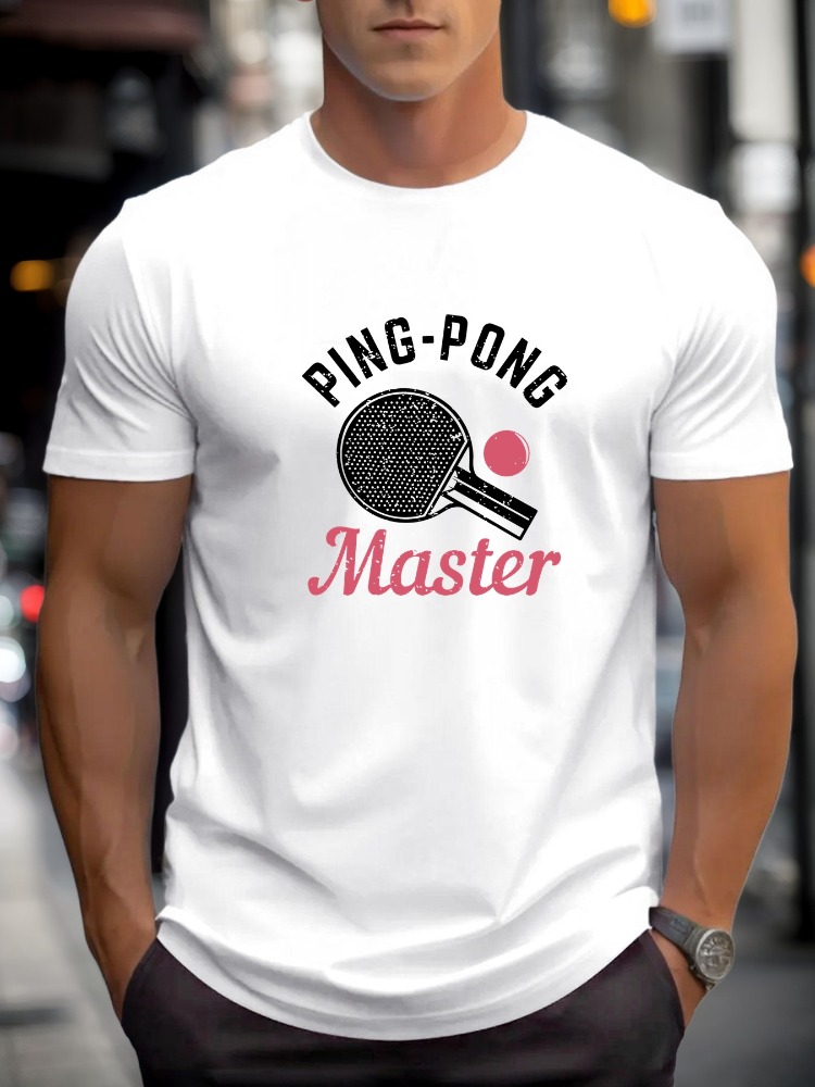 Table Tennis Basic - メンズ Tシャツ ピンポンマスター卓球グラフィックアートプリントコットン半袖男性カジュアルストリートウェアアウトドアデイリーベーシックトップ