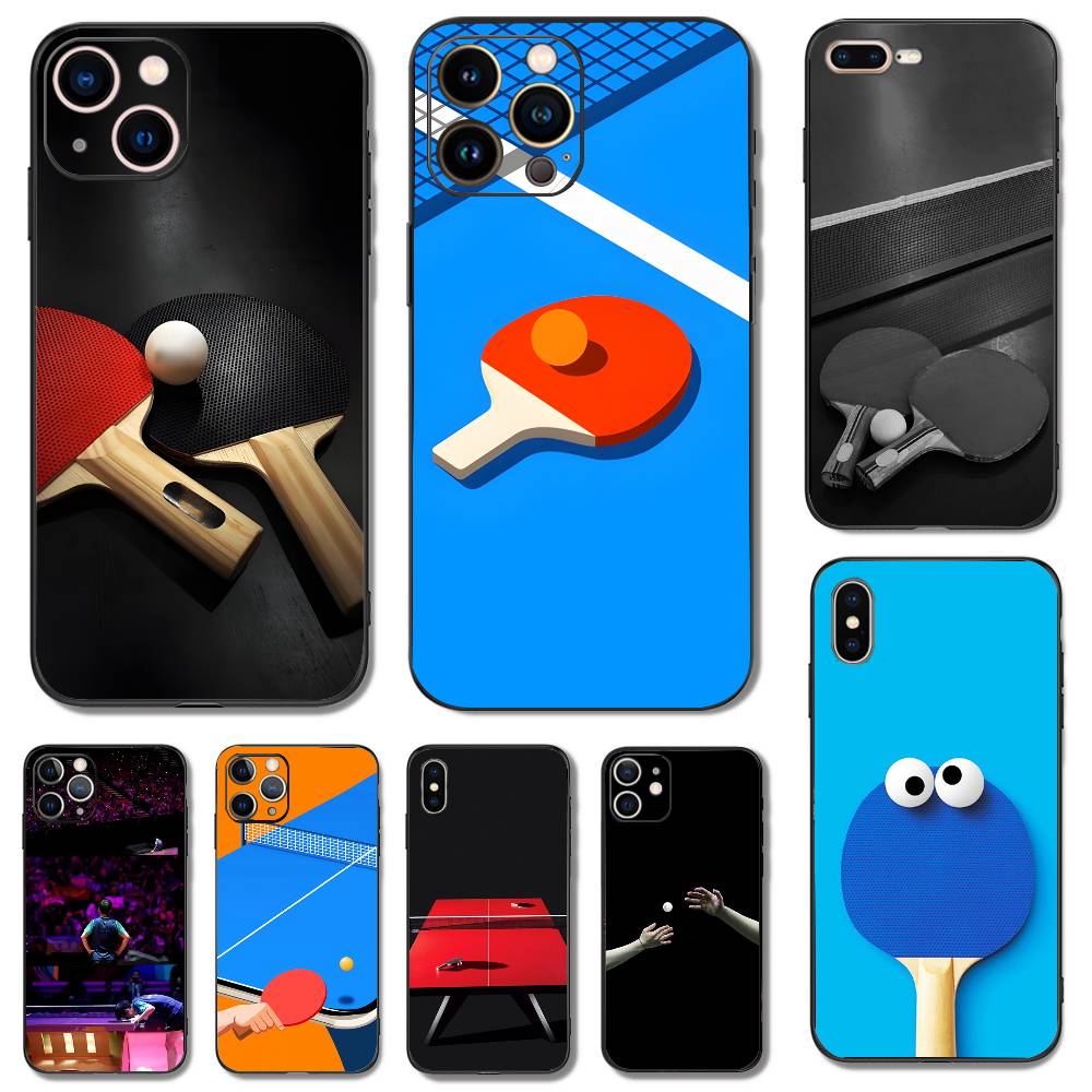 Table Tennis Logo - 卓球ラケット柄iPhoneケース iPhone 17,16,15,14,13,12,11,X,XR,XS,Plus,Mini,Pro,Max対応 ソフトブラック耐衝撃カバー