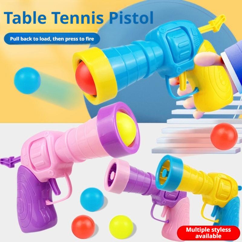 Table Tennis Gun - 卓球ピストルおもちゃの銃男の子用空気圧プラスチックボールシューター屋外親子インタラクティブシューティングゲームおもちゃ