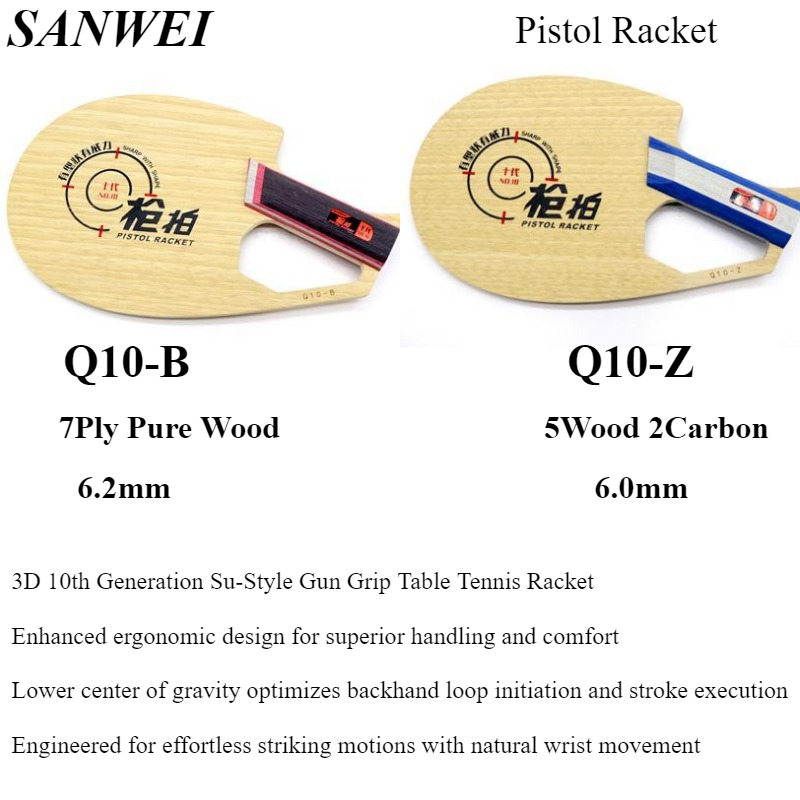 オリジナル SANWEI ピストルラケット卓球ブレード 7  - Table Tennis Gun のレビューと価格