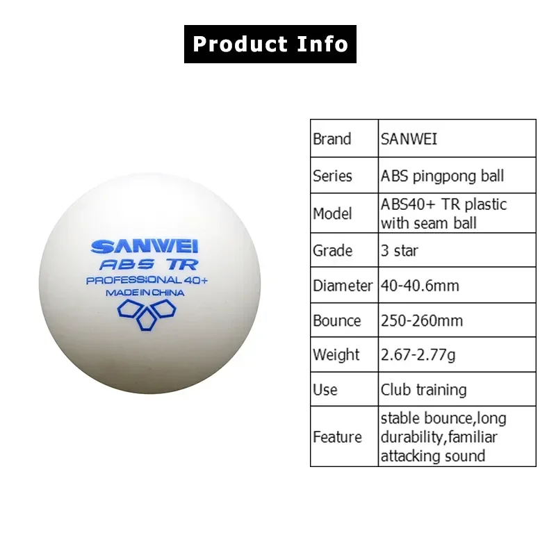 SANWEI-ABS TR 3スター卓球ボール、40+、トレ - Table Tennis Vr のレビューと価格