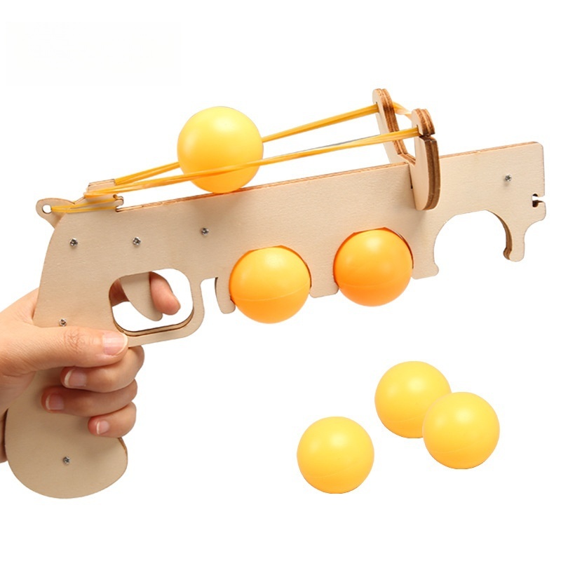 DIY木製3Dパズル卓球弾性モデル科学キット - 親子インタ - Table Tennis Gun のレビューと価格