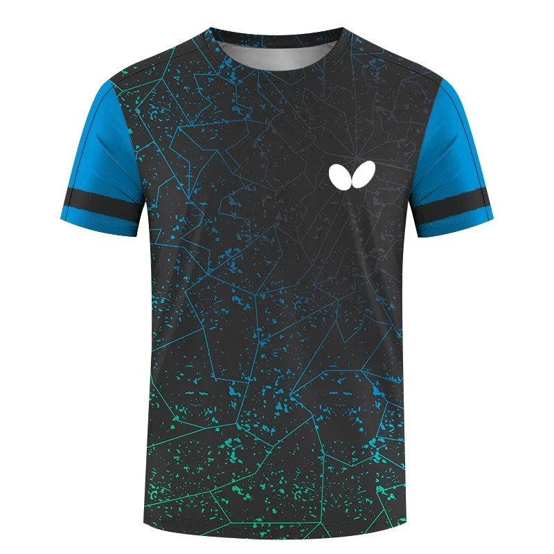 メンズ半袖、ラウンドネック T シャツ、3D、速乾性、プリン - Table Tennis Jersey Butterfly のレビューと価格