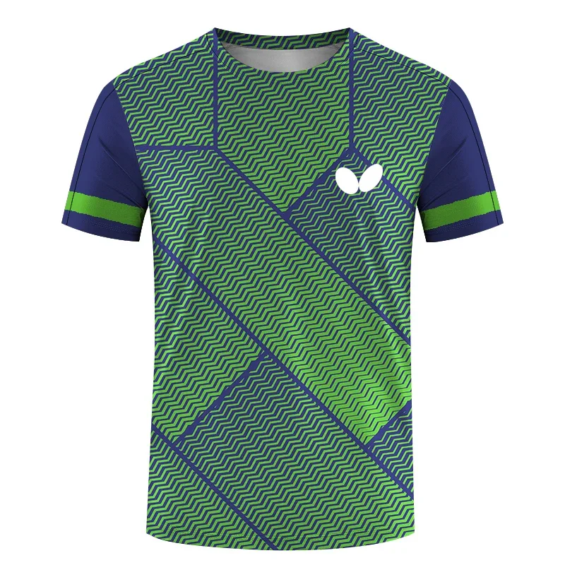 メンズ半袖、ラウンドネック T シャツ、3D、速乾性、プリン - Table Tennis Jersey Butterfly のレビューと価格