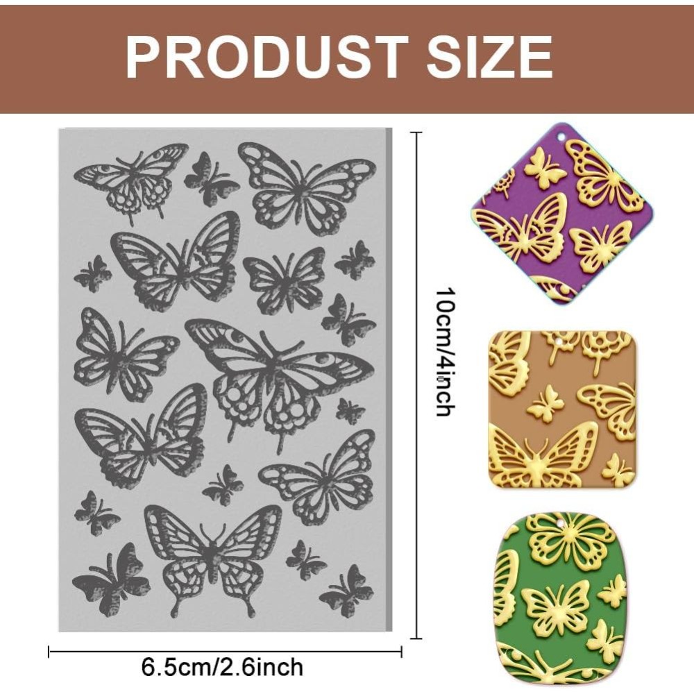 蝶のポリマークレイテクスチャシート、ゴム粘土テクスチャマット - Butterfly Rubber Sheet のレビューと価格