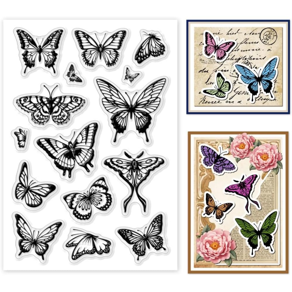 1 シート クリアスタンプ カード作成用 美しい蝶スタンプ  - Butterfly Rubber Sheet のレビューと価格