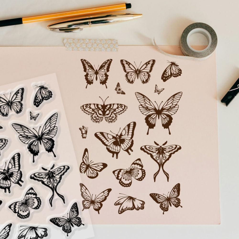 1 シート クリアスタンプ カード作成用 美しい蝶スタンプ  - Butterfly Rubber Sheet のレビューと価格