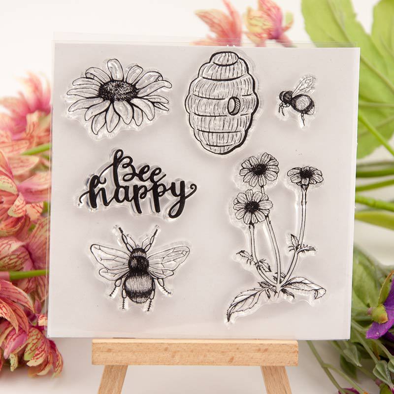 Bee Happy クリアスタンプ 蝶 トンボ 蜂 昆虫 透 - Butterfly Rubber Sheet のレビューと価格